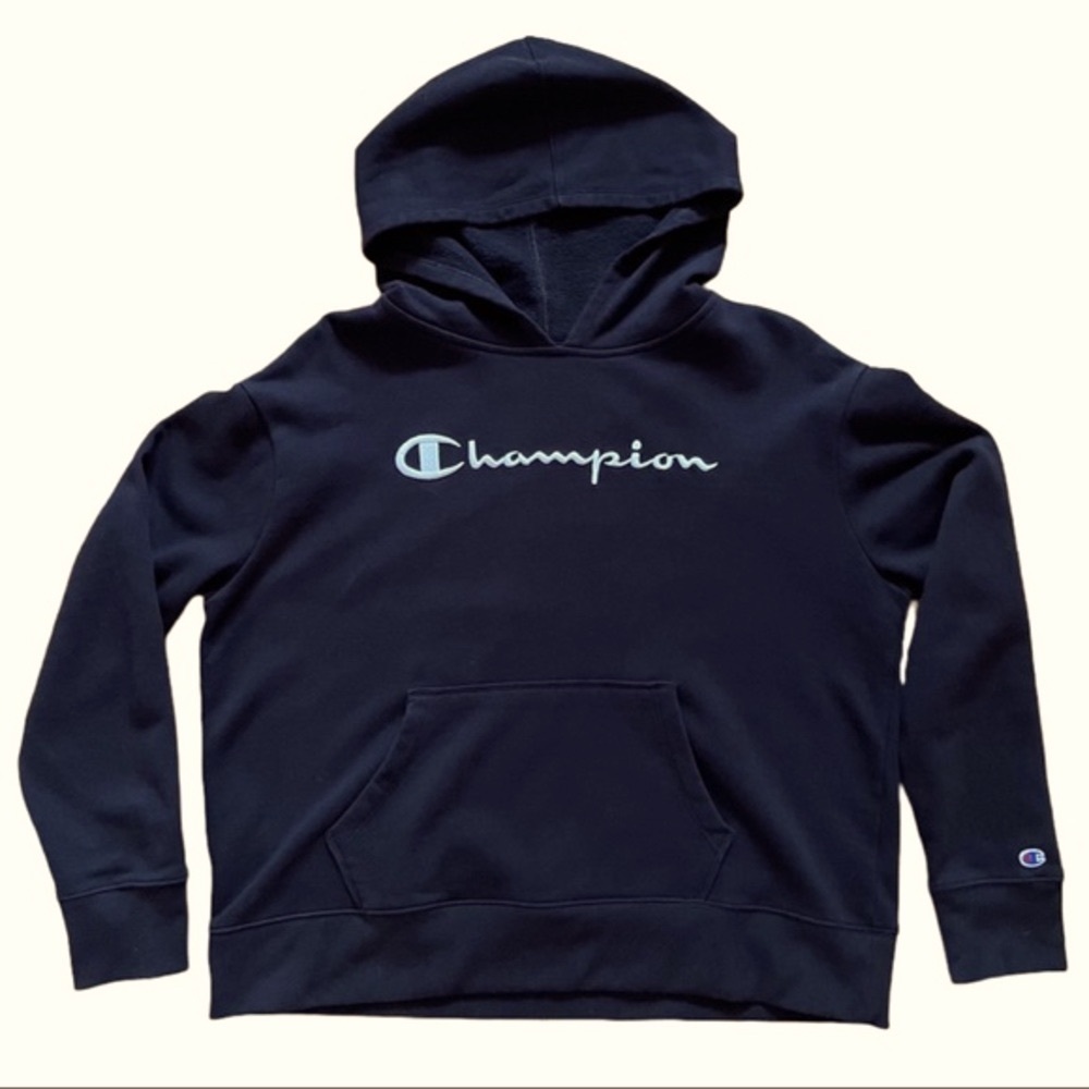 Champion Signature Fleece Hoodie/Sweatshirt. Pullover Style, Black, Size Medium